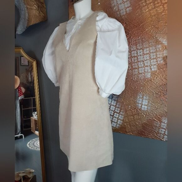 Nwt Zara Faux Suede Pinafore Style Mini Dress - Picture 8 of 14